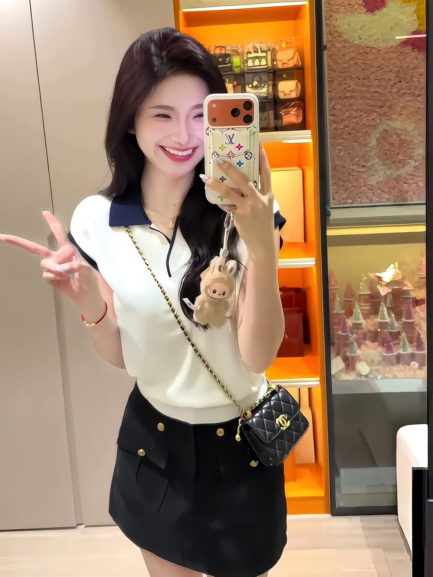 배색 POLO 칼라 작은 날다 소매 얼음 실크 니트 스웨터 여성 여름 몸매 가꾸기 폴로 칼라 쇼트 스타일 자이언트 잘 생긴 ~ 중 여름 맨위