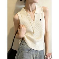 批发高级感好看<b class='q'>大码</b>翻领针织背心女内搭打底洋气微胖mm显瘦吊带上衣夏