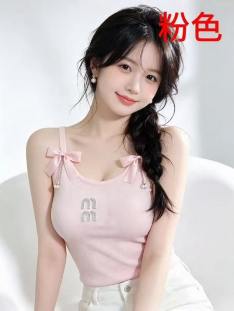 니트 알파벳 나비 매듭 민소매 풀오버 슬립 몸매 가꾸기 슬림해 보이는 여성 조끼 26 여름 새로운