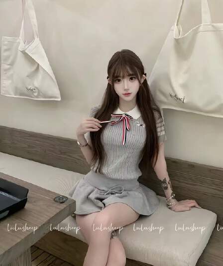 한 부서 천 금빛 바람 자수 개 폴로 칼라 반팔 탈착식 나비 매듭 니트 맨위 몸매 가꾸기 쇼트 스타일 티셔츠 여성