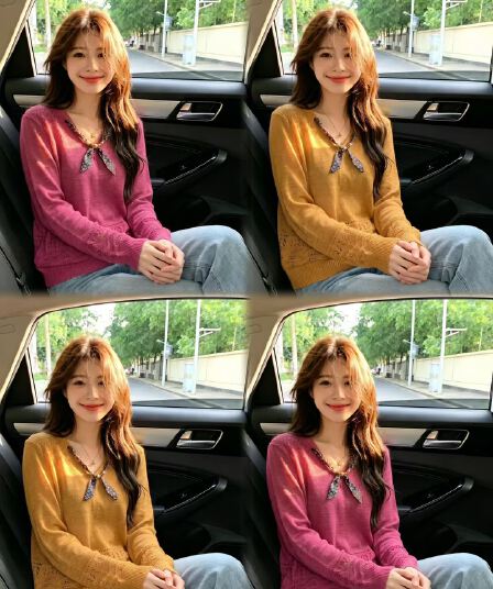 우아함 바람 스카프 칼라 홀로우 아웃 니트 스웨터 여성 사탕 색상 달콤함 다용도 외국 가스 긴팔 맨위 2026 년 연령 감소