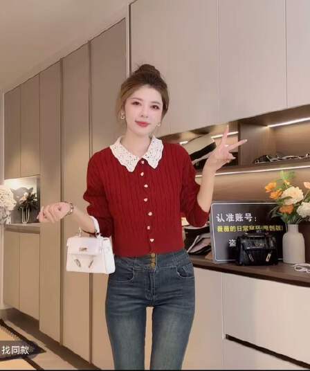 품격 가을 새로운 여성 의류 도시 폴로 칼라 트위스트 꽃 루즈핏 슬림해 보이는