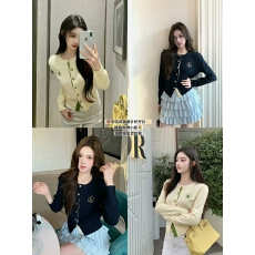 韩版时尚撞色秋冬新款假两件羊绒混纺毛衣开衫女长袖开衫