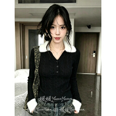 批发辣妹风V领长袖修身短款麻花纹毛<b class='q'>针织</b>衫 显瘦气质百搭