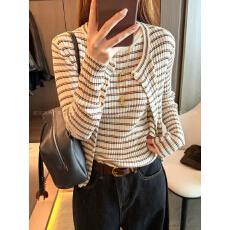 批发撞色条纹羊毛针织开衫背心两件套女<b class='q'>欧洲站</b>2026早秋新款欧货女装潮