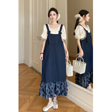 批发实拍 实价 2026春新款宽松休闲百搭牛仔背带裙<b class='q'>中长款</b>显瘦连衣裙女