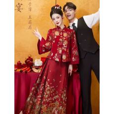 批发孕妇新中式秀禾服新娘女敬酒服大码<b class='q'>胖</b><b class='q'>mm</b>订婚马面裙宽松遮肚子嫁衣