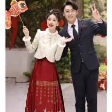 批发马面裙敬酒服新娘新中式婚服订婚礼服裙套装结婚<b class='q'>旗袍</b>改良加厚冬季