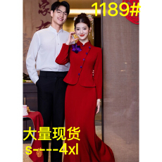 批发新中式高端大气红色套装结婚新娘<b class='q'>敬酒</b><b class='q'>服</b>答谢宴回门长袖订<b class='q'>婚礼</b><b class='q'>服</b>裙