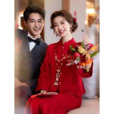 批发红色旗袍2025新款秋季订<b class='q'>婚礼</b><b class='q'>服</b>新中式套装<b class='q'>敬酒</b><b class='q'>服</b>