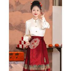 批发红色马面裙<b class='q'>敬酒</b>服新娘2025新款长袖新中式订婚<b class='q'>礼服</b>裙女高级感