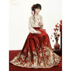 批发喜结莲鲤原创新中式马面裙汉服套装女订婚<b class='q'>敬酒</b><b class='q'>礼服</b>新款上衣