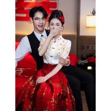 批发新中式国风马面裙婚服套装敬酒服结婚当天<b class='q'>新娘</b>便装领证订婚<b class='q'>礼服</b>裙