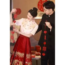 批发新中式国风马面裙婚服套装敬酒服结婚当天<b class='q'>新娘</b>便装领证订婚<b class='q'>礼服</b>裙