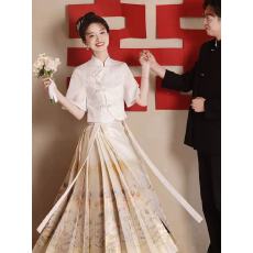 批发香槟色马面裙敬酒服<b class='q'>新娘</b>2026新款夏季新中式套装订婚结婚<b class='q'>礼服</b>裙女