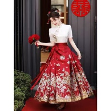 批发胖mm夏季国风马面裙订婚<b class='q'>礼服</b>女红色敬酒服<b class='q'>新娘</b>2026新款汉服套装
