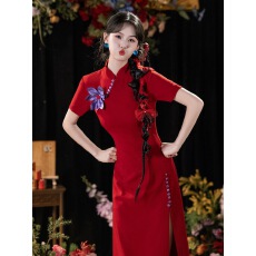 批发红色旗袍敬酒服新娘新中式订婚礼服结婚高级感绝美日常可穿改良女