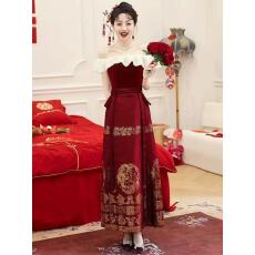 批发国风汉服改良婚服<b class='q'>敬酒</b>服套装夏季高级感小众新娘结婚订婚中式<b class='q'>礼服</b>