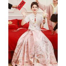 批发粉色<b class='q'>敬酒</b>服新娘2026新款小个子马面裙套装中式订婚连衣裙回门<b class='q'>礼服</b>