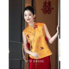 批发新中式订婚礼服女<b class='q'>新娘</b>结婚敬酒服复古改良<b class='q'>旗袍</b>套装