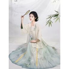 批发明制汉服马面裙女<b class='q'>春</b>日常天丝方领半袖 短衫国风汉元素