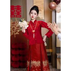 批发高级感红色套装马面裙婚<b class='q'>服</b>结婚<b class='q'>敬酒</b><b class='q'>服</b><b class='q'>新娘</b>简约中式订婚礼<b class='q'>服</b>