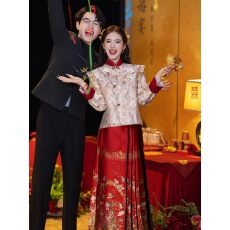 批发敬酒服新娘马面裙套装2026新款中式订婚礼服回门大码胖mm秀禾<b class='q'>旗袍</b>
