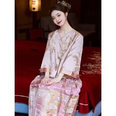 批发新中式粉色敬酒服2026新款姐妹团<b class='q'>伴娘</b>服旗袍订婚<b class='q'>礼服</b>马面裙改良女