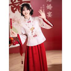 批发敬酒服新娘2026新款新中式订婚<b class='q'>旗袍</b>礼服红色结婚婚宴长袖高端大气