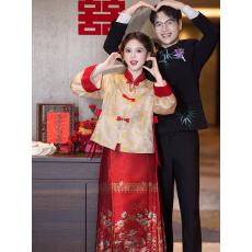 批发新中式马面裙<b class='q'>敬酒</b>服孕妇新娘秀禾订婚<b class='q'>礼服</b>大码胖mm遮肚喜嫁出阁宴