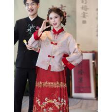 批发新中式孕妇马面裙婚服<b class='q'>敬酒</b>服秀禾订婚<b class='q'>礼服</b>大码胖mm遮肚喜嫁出阁宴