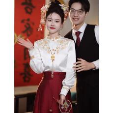 批发新中式马面裙<b class='q'>敬酒</b>服套装女秋新娘结婚订婚汉元素<b class='q'>礼服</b>日常可穿