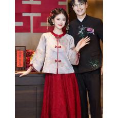 批发新中式红色<b class='q'>敬酒</b>服两件套订婚<b class='q'>礼服</b>大码胖mm遮肚出阁宴喜嫁秀禾