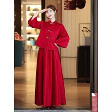 批发<b class='q'>敬酒</b>服新娘新中式婚服秀禾两件套大码订婚回门<b class='q'>礼服</b>裙遮肚