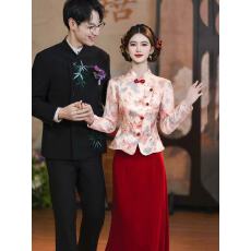 批发长袖高端上衣套装敬酒服新娘旗袍结婚新中式<b class='q'>礼服</b>裙女气质订婚