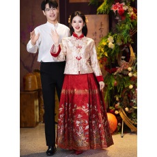 批发孕妇旗袍马面裙套装大码胖mm中式<b class='q'>敬酒</b>服新娘订婚<b class='q'>礼服</b>回门便装遮肚