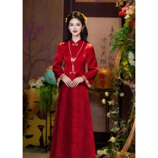 批发孕妇旗袍马面裙套装大码胖mm中式<b class='q'>敬酒</b>服新娘订婚<b class='q'>礼服</b>回门便装遮肚