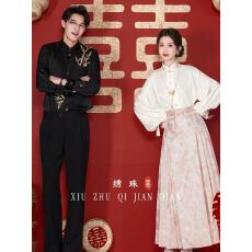 批发粉色马面裙订婚服2026新款结婚领证中国风汉服套装<b class='q'>敬酒</b>服<b class='q'>礼服</b>
