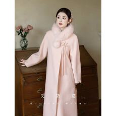批发新娘订婚结婚粉色羊毛大衣毛呢外套<b class='q'>敬酒</b><b class='q'>服</b>礼<b class='q'>服</b>秋冬