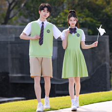 批发2026新款情侣装班服表演服假两件女连衣裙65 男上衣40