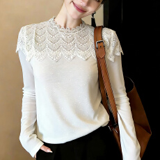 批发法式<b class='q'>赫本</b><b class='q'>风</b>小众设计蕾丝花边雪纺长袖2026夏季新款雪纺衫