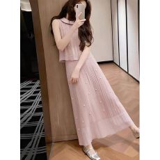 批发夏季纯欲气质背心半身裙<b class='q'>两件套</b>女新款小香风独特设计感时尚套装女