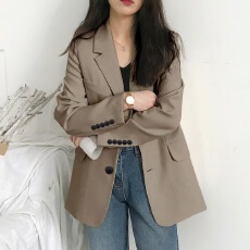 批发法式西装宽松上衣2026春秋新款轻奢宽松气质百搭<b class='q'>长袖</b>西装<b class='q'>外套</b>