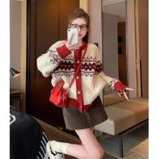 批发韩国东大门复古麻花毛衣外套<b class='q'>女</b>秋冬季慵懒风费尔岛针织打底开衫