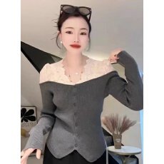 批发性感的小女人宝儿家含幂BL74724411冬季新款勾花蕾丝肩<b class='q'>毛衣</b>