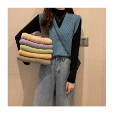 批发2025年秋冬新款韩版复古毛衣针织马甲外搭背心女潮流时尚