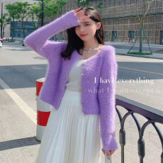 批发毛衣<b class='q'>开衫</b>女2025秋冬季新款短款水貂绒<b class='q'>马海毛</b>针织衫外套上衣外穿