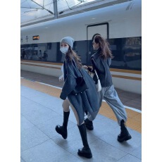 批发小雨姐姐秋冬季日系慵懒风中长款毛衣外套女长袖宽松针织开衫外搭