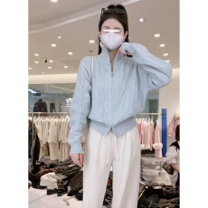批发双拉链高领毛衣<b class='q'>女</b>款2025新款秋冬季宽松慵懒短款<b class='q'>针织</b><b class='q'>开衫</b>外套