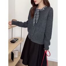 批发高级漂亮围巾领长袖<b class='q'>开衫</b>秋季2025新款大码<b class='q'>女</b>装胖mm遮肚<b class='q'>针织</b>衫上衣